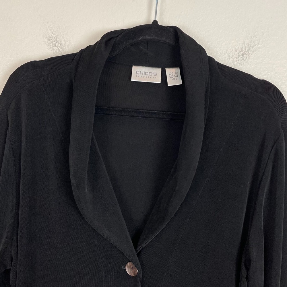 Chicos Travelers Womens Large Slinky Knit Cardigan‎ One Button Long Sleeve Top - Picture 7 of 12